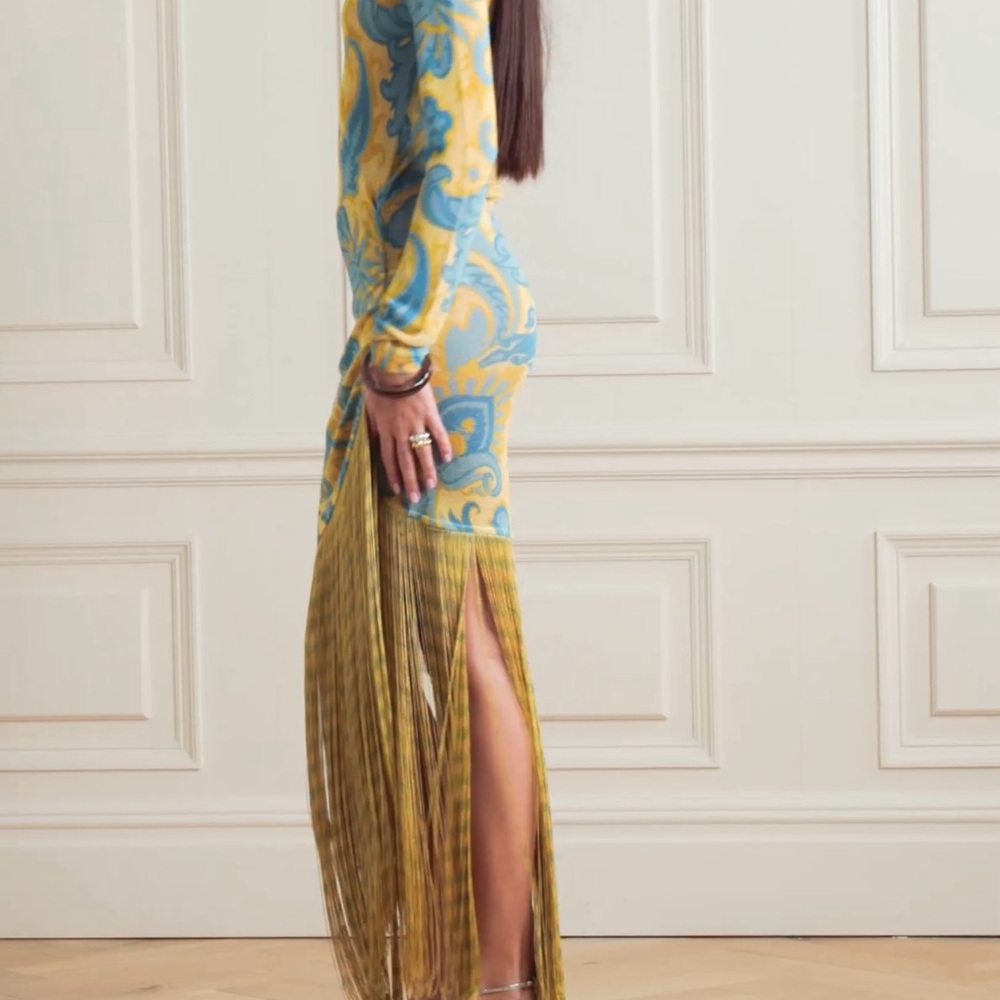 ETRO yellow & blue fringe maxi dress - sold out - 38 - Picture 10 of 13